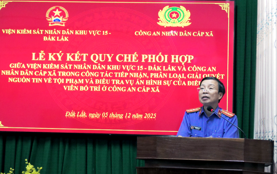 VKSND khu vực 15 ký kết quy chế phối hợp với Công an các xã trên địa bàn